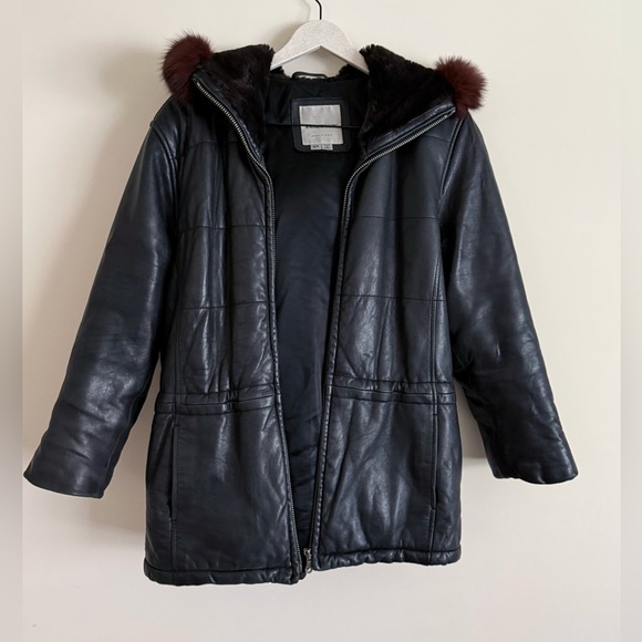 Andrew Marc Leather Jacket with Fur Trim and Hood - Womens Size S - Picture 6 of 16